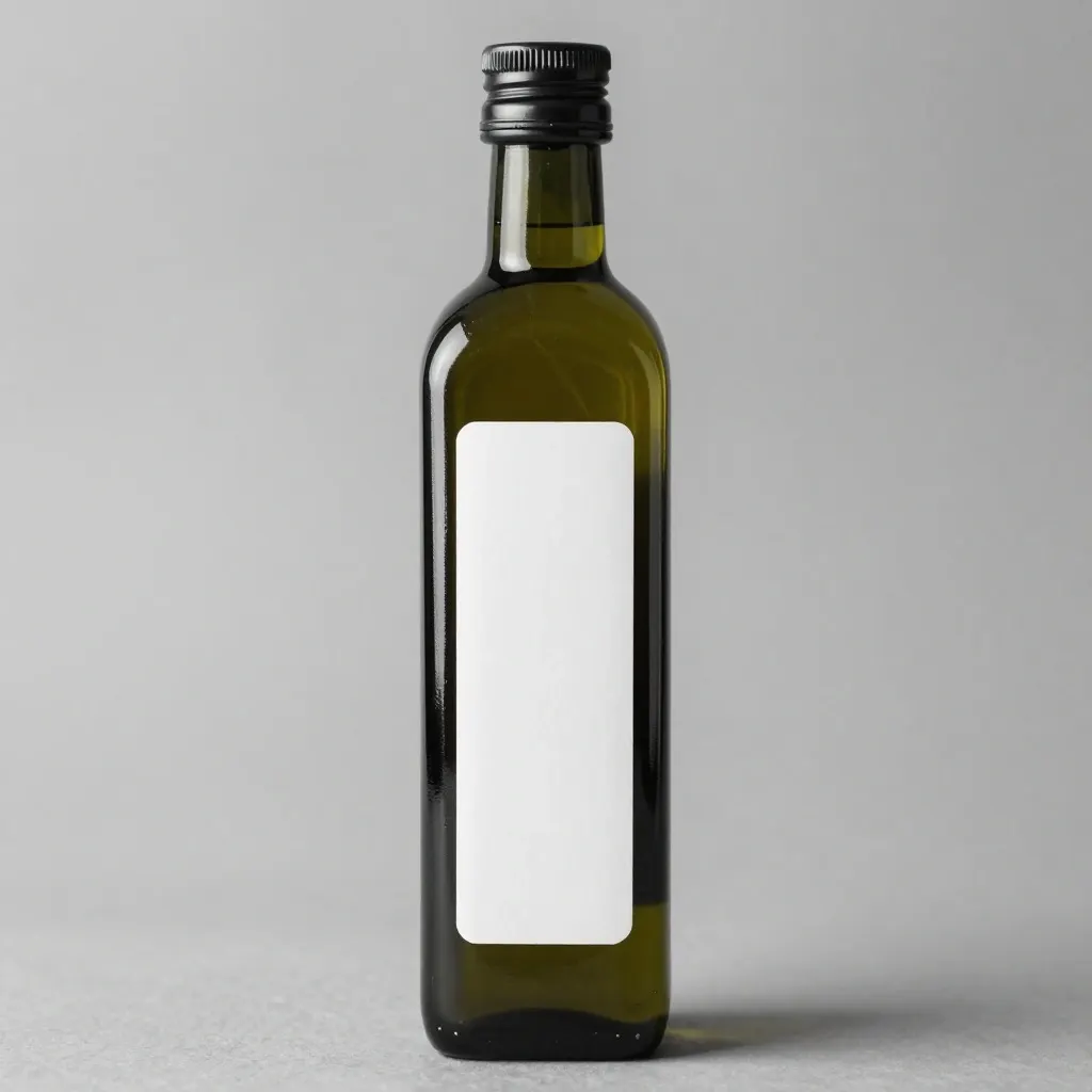 Bottiglia di olio su fondo neutro